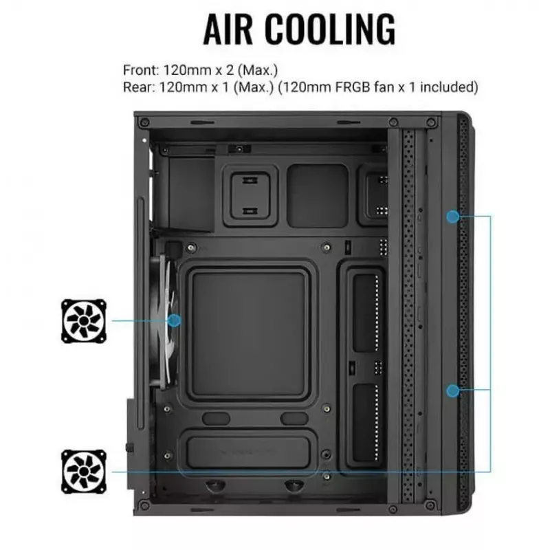 Caja Aerocool Evo Mini RGB Micro ATX Mini Torre, negra, con ventana