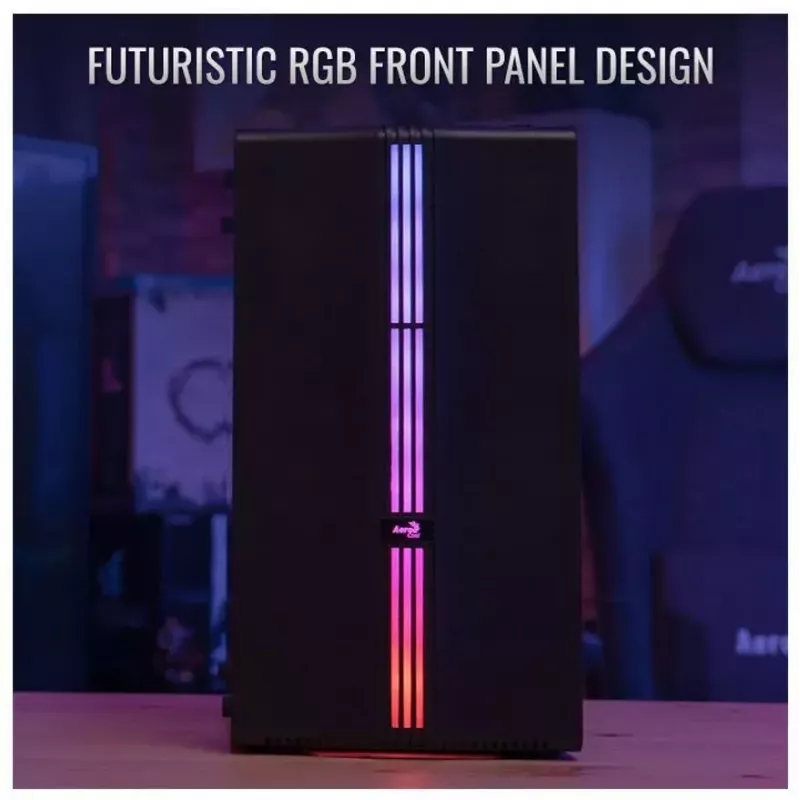 Caja Aerocool Evo Mini RGB Micro ATX Mini Torre, negra, con ventana