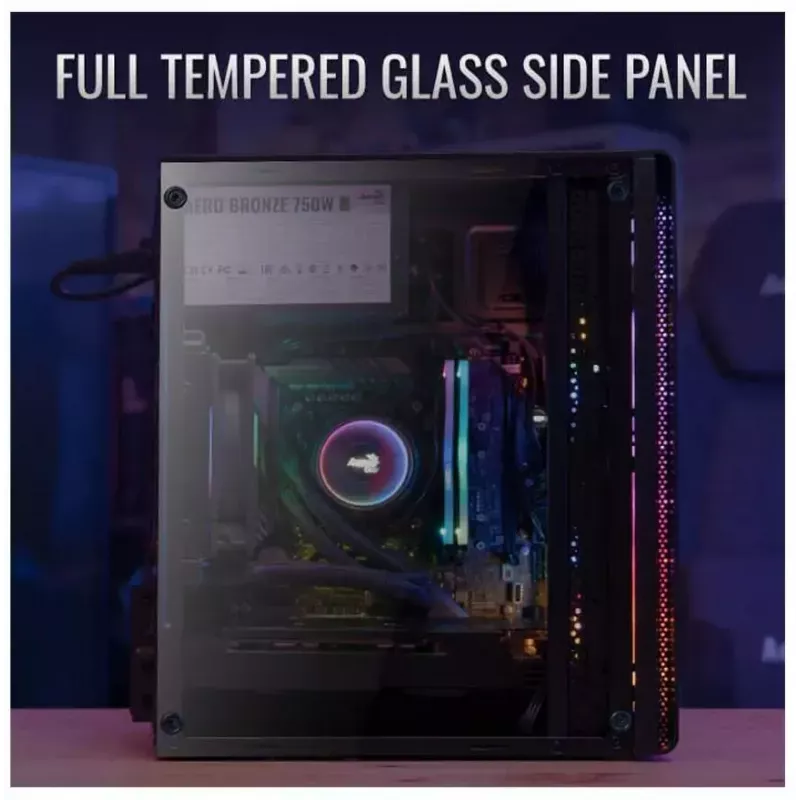 Caja Aerocool Evo Mini RGB Micro ATX Mini Torre, negra, con ventana