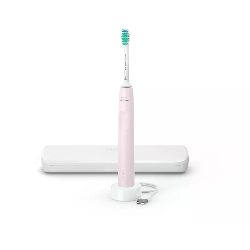 Philips 3100 Series HX3673/11 Cepillo de dientes eléctrico sónico con estuche - Rosa