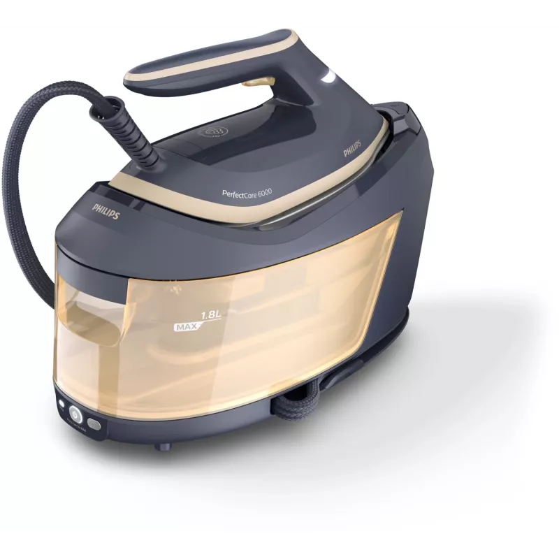 Philips PerfectCare 6000 Series PSG6066/20 centro de planchado, 2400 W, 8 bar, golpe de vapor de 600 g/min, depósito de 1,8 l, suela SteamGlide Advanced, negro/marrón