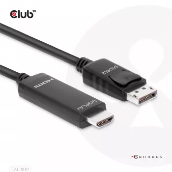 CLUB3D Cable DisplayPort 1.4 a HDMI 4K120Hz o 8K60Hz HDR10 M/M 3m/9,84ft