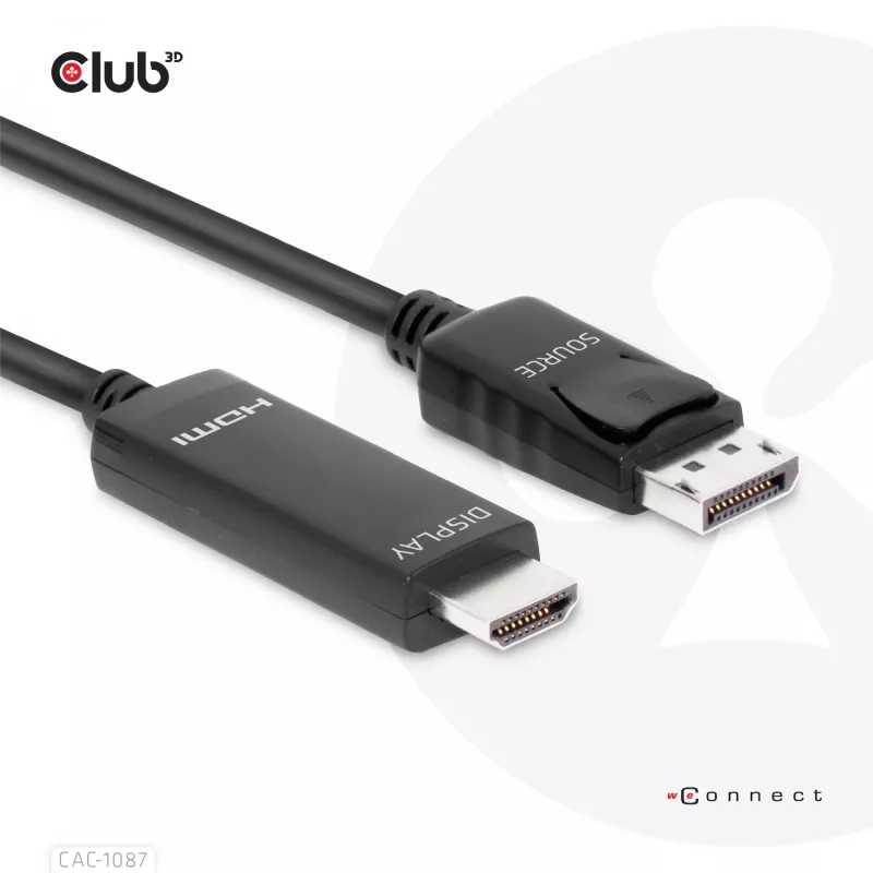 CLUB3D Cable DisplayPort 1.4 a HDMI 4K120Hz o 8K60Hz HDR10 M/M 3m/9,84ft