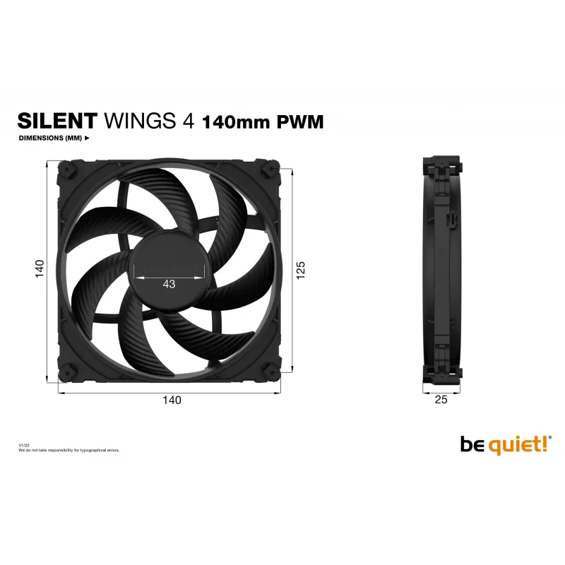 be quiet! SILENT WINGS 4 | Ventilador para carcasa de PC 140mm PWM 14 cm Negro 1 unidad