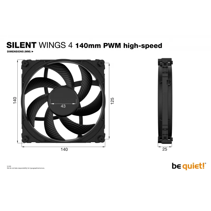 be quiet SILENT WINGS 4 | Ventilador para carcasa de PC 140mm PWM High-Speed 14 cm Negro 1 ud.