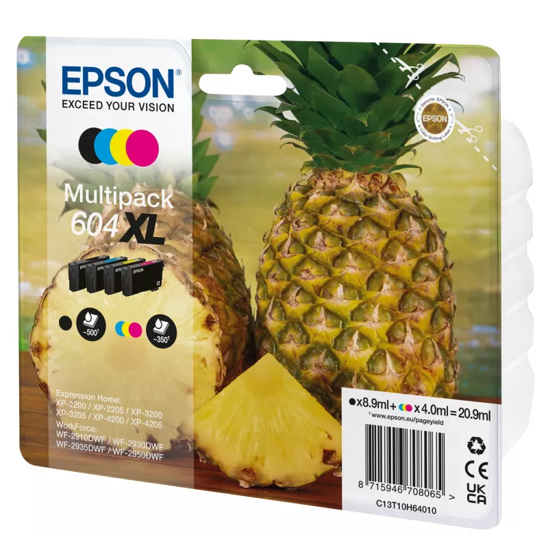 Cartucho de tinta Epson 604XL 4 uds. original alto rendimiento (XL) negro, cian, magenta, amarillo