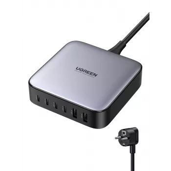 Ugreen 40914 Nexode Cargador de sobremesa USB-C-USB-A GaN 200W, para interiores, CA, 21 V, 5 A, 2 m, negro, gris