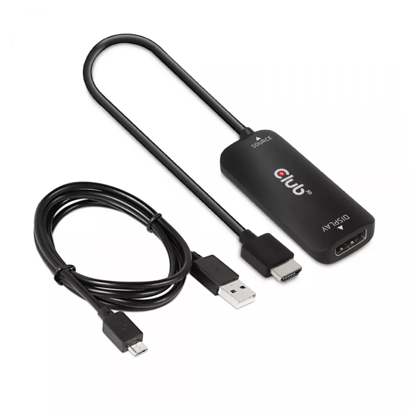 CLUB3D Adaptador activo HDMI + Micro USB a DisplayPort™ 4K120Hz o 8K30Hz M/H