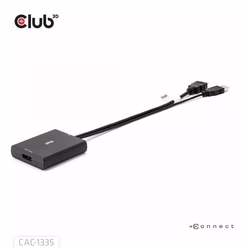 CLUB3D Adaptador activo HDMI + Micro USB a DisplayPort™ 4K120Hz o 8K30Hz M/H