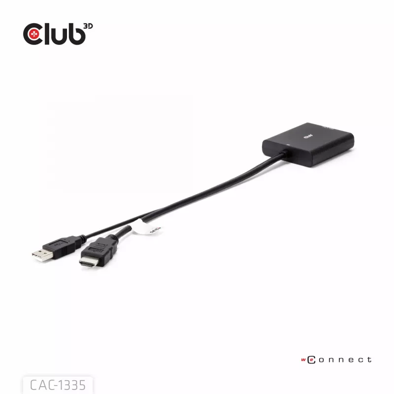 CLUB3D Adaptador activo HDMI + Micro USB a DisplayPort™ 4K120Hz o 8K30Hz M/H
