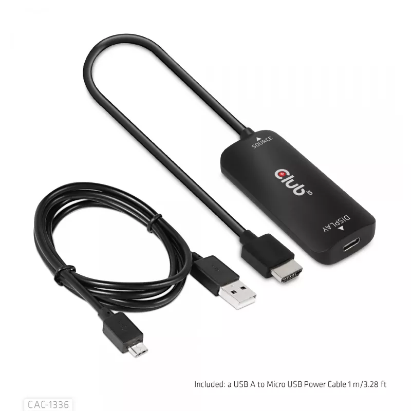 CLUB3D Adaptador activo HDMI + Micro USB a USB Type-C 4K120Hz o 8K30Hz M/H