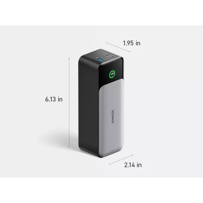 Cargador portátil Anker 737 (A1289011) – 24000 mAh, 140 W, 2× USB-C + 1× USB-A, plata/negro