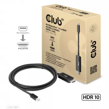CLUB3D Cable MiniDisplayPort 1.4 a HDMI 4K120Hz o 8K60Hz HDR10+ M/M 1,8m / 6ft