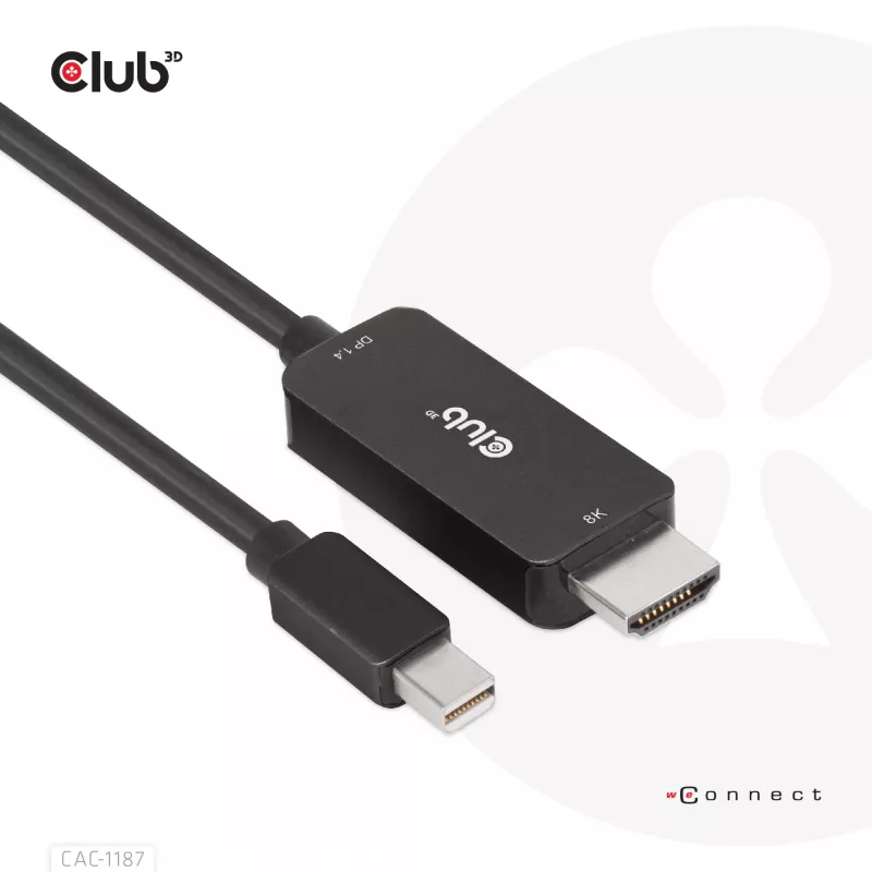 CLUB3D Cable MiniDisplayPort 1.4 a HDMI 4K120Hz o 8K60Hz HDR10+ M/M 1,8m / 6ft