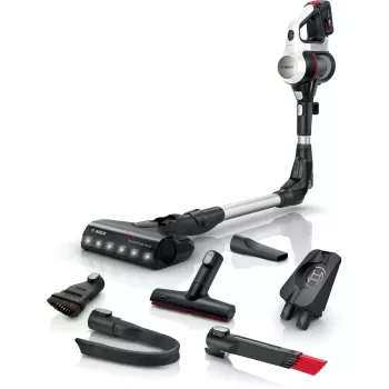 Aspirador de batería Bosch BCS711XXL con cepillo eléctrico, limpieza en seco, sin bolsa, 0,3 l, blanco, 3 Ah