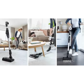 Aspirador de batería Bosch BCS711XXL con cepillo eléctrico, limpieza en seco, sin bolsa, 0,3 l, blanco, 3 Ah
