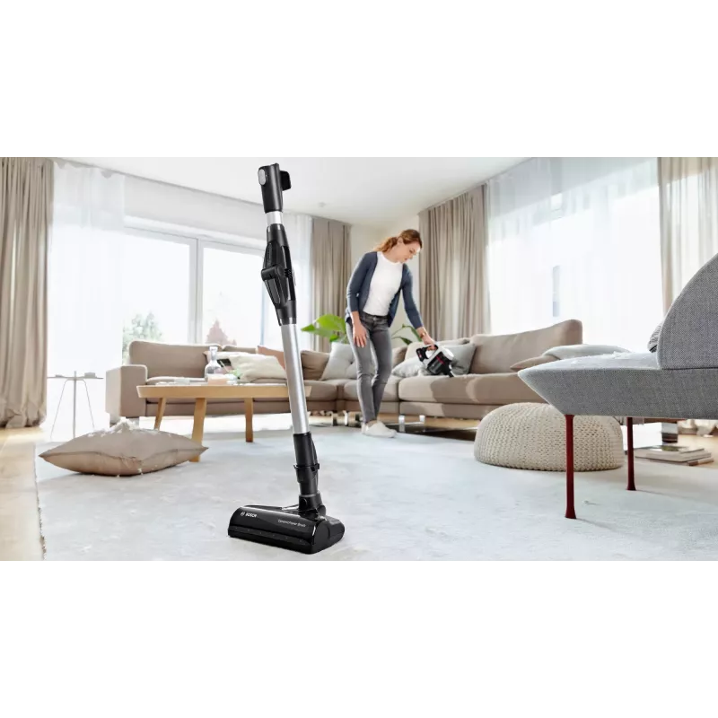 Aspirador de batería Bosch BCS711XXL con cepillo eléctrico, limpieza en seco, sin bolsa, 0,3 l, blanco, 3 Ah