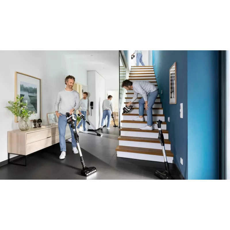 Aspirador de batería Bosch BCS711XXL con cepillo eléctrico, limpieza en seco, sin bolsa, 0,3 l, blanco, 3 Ah