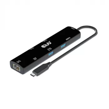 CLUB3D USB4™ Gen3x2 Type-C, hub 6 en 1 con HDMI™ 8K60Hz o 4K120Hz, 2xUSB Type-A(10G), Ethernet RJ45(2.5G) y 2xUSB Type-C, 1x Data(10G) y 1xPD3.0 carga 100 W