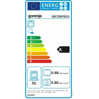 Cocina independiente Gorenje GECS5B70CLI, placa vitrocerámica eléctrica 4 zonas, horno 70 L, marfil, 500 mm de ancho