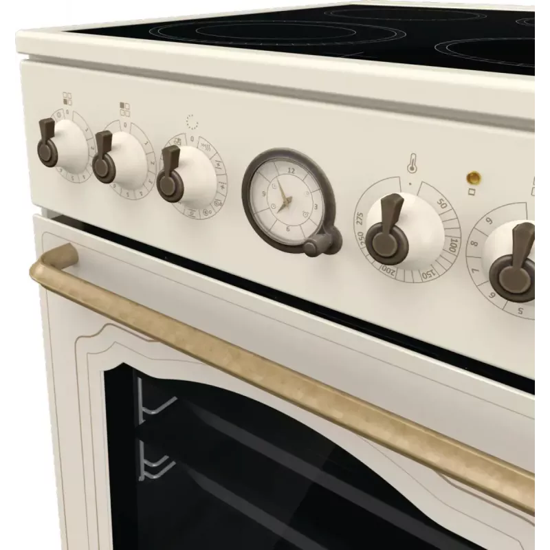Cocina independiente Gorenje GECS5B70CLI, placa vitrocerámica eléctrica 4 zonas, horno 70 L, marfil, 500 mm de ancho