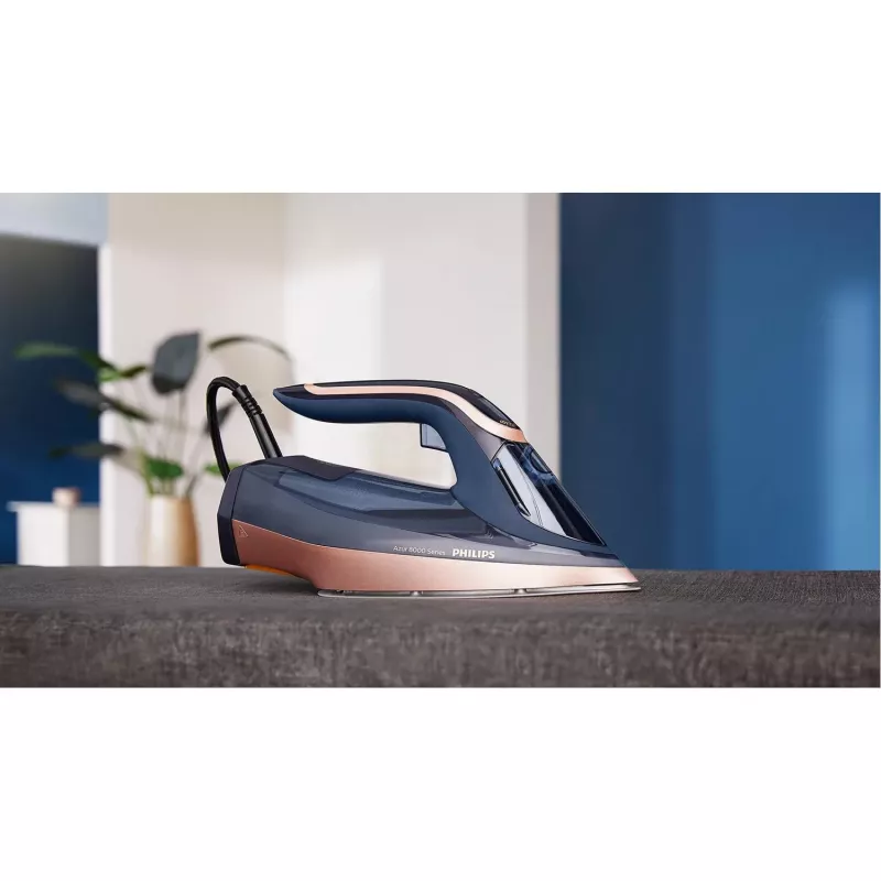 Plancha de vapor Philips Azur 8000 Series DST8050/20 — 3000 W, 0,35 L, suela SteamGlide Elite, 85 g/min vapor continuo, 260 g/min golpe de vapor