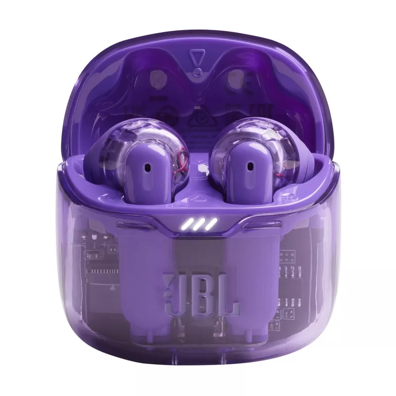 Auriculares JBL Tune Flex Ghost Edition True Wireless Stereo (TWS) in-ear para llamadas/música Bluetooth morado translúcido
