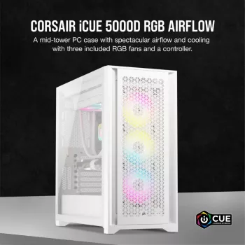 Caja de PC Corsair iCUE 5000D RGB Airflow semitorre blanca