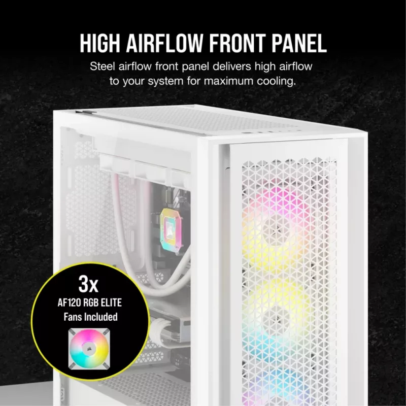 Caja de PC Corsair iCUE 5000D RGB Airflow semitorre blanca