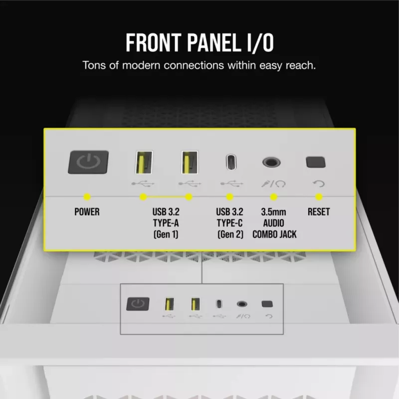 Caja de PC Corsair iCUE 5000D RGB Airflow semitorre blanca