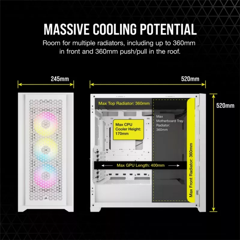 Caja de PC Corsair iCUE 5000D RGB Airflow semitorre blanca