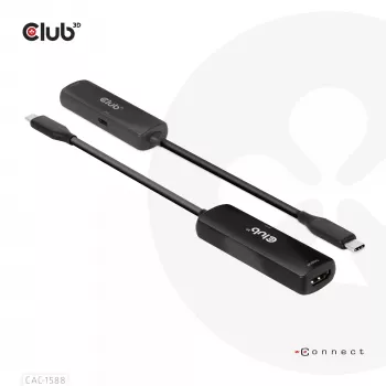 Adaptador activo CLUB3D USB Gen2 Type-C a HDMI™ 8K60Hz o 4K120Hz HDR10+ con DSC1.2 con Power Delivery 3.0 M/H
