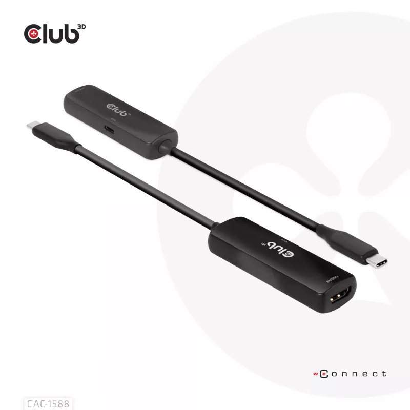 Adaptador activo CLUB3D USB Gen2 Type-C a HDMI™ 8K60Hz o 4K120Hz HDR10+ con DSC1.2 con Power Delivery 3.0 M/H