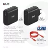 Cargador de viaje CLUB3D 100 vatios tecnología GaN, certificado USB-IF TID, conector único USB Type-C, compatible con Power Delivery(PD) 3.0