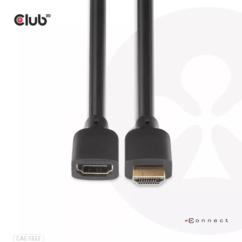 Club 3D CAC-1322 cable alargador Ultra High Speed HDMI 2.1, 4K, macho/hembra, 1 m, negro