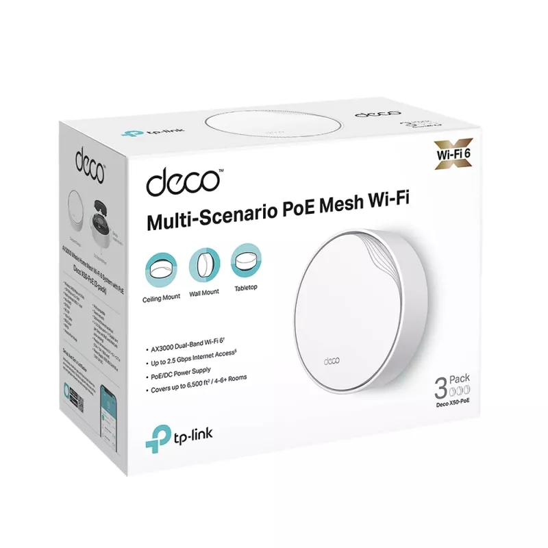 Sistema Mesh Wi-Fi 6 TP-Link AX3000 Whole Home con PoE