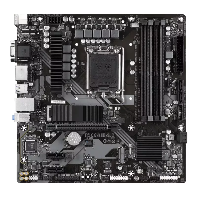 Placa base GIGABYTE B760M DS3H DDR4 Micro ATX, Intel LGA 1700, 4x DIMM, 128GB, 2.5Gb LAN, 2x M.2, HDMI+DP