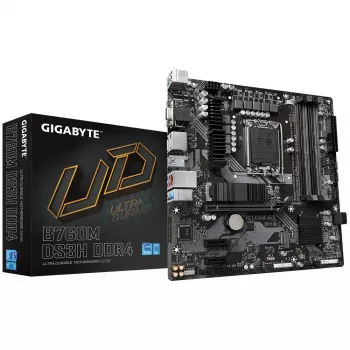 Placa base GIGABYTE B760M DS3H DDR4 Micro ATX, Intel LGA 1700, 4x DIMM, 128GB, 2.5Gb LAN, 2x M.2, HDMI+DP