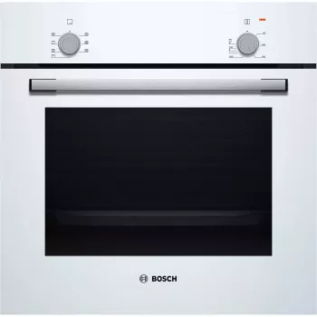 Horno eléctrico empotrable Bosch Serie 2 HBF010BV1S — 66 L, mandos giratorios, lámpara halógena, clase A, blanco