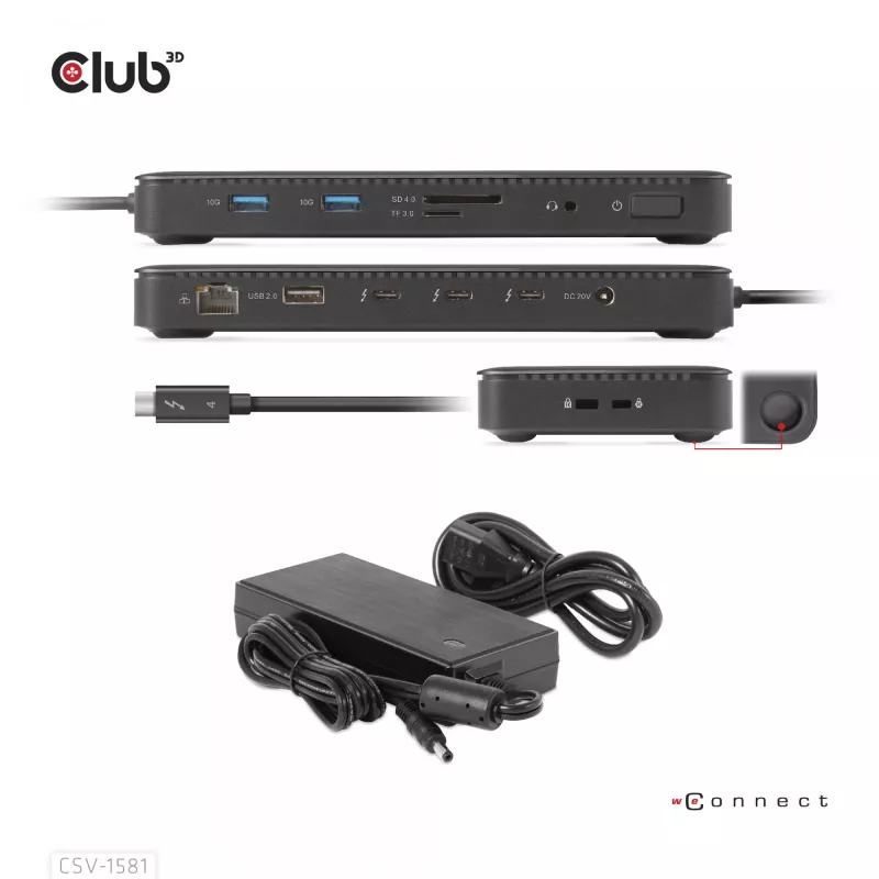 Base de acoplamiento CLUB3D Thunderbolt 4 Certified 11-en-1 140W