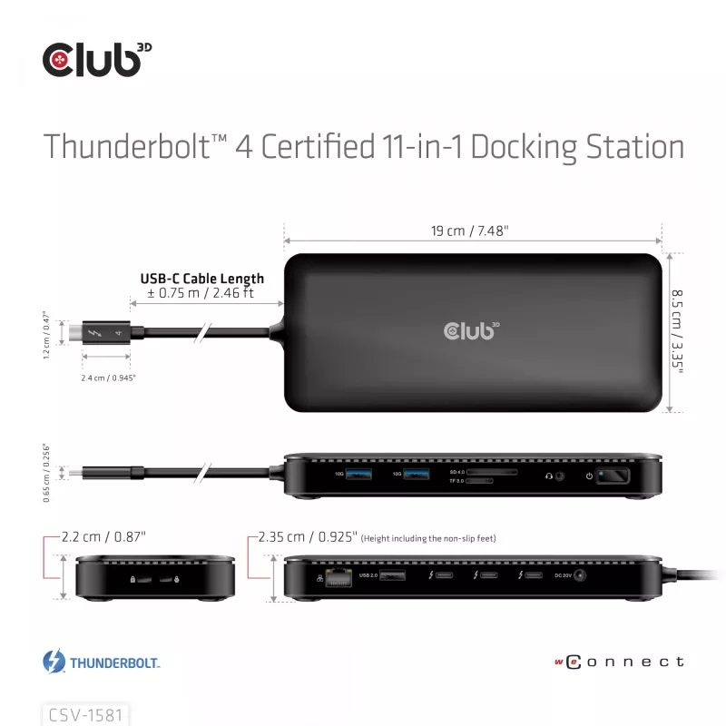 Base de acoplamiento CLUB3D Thunderbolt 4 Certified 11-en-1 140W
