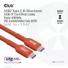 Cable de datos bidireccional CLUB3D USB2 Type-C certificado USB-IF 480Mb, PD 240W(48V/5A) EPR M/M 3m / 9.84 ft