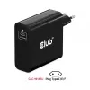 Cargador de viaje CLUB3D 140 W tecnología GaN, puerto único USB Type-C, compatible con Power Delivery (PD) 3.1