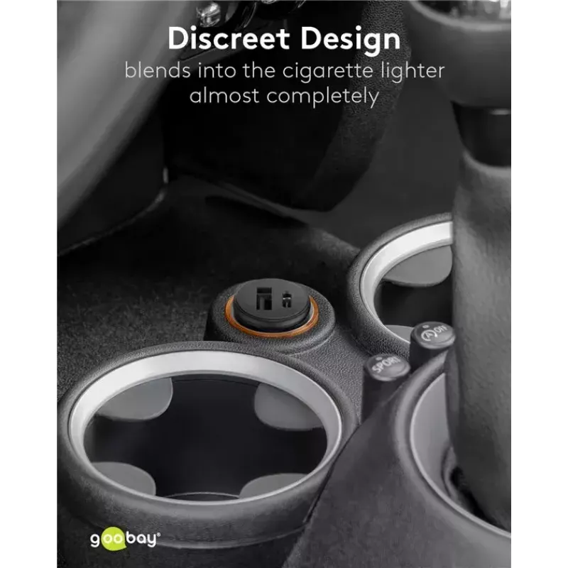 Cargador rápido de coche Goobay Dual-USB USB-C PD 45W negro