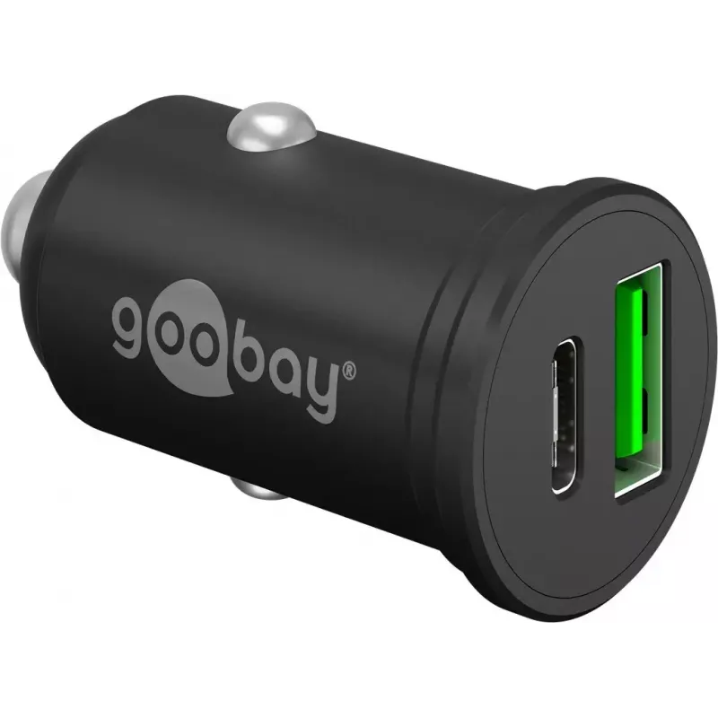 Cargador rápido de coche Goobay Dual-USB USB-C PD 45W negro