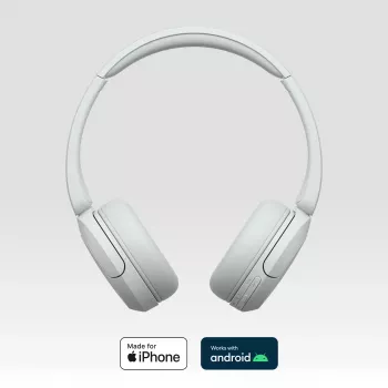 Sony WH-CH520 auriculares inalámbricos on-ear, Bluetooth 5.2, 50 h de reproducción, carga USB-C, blanco