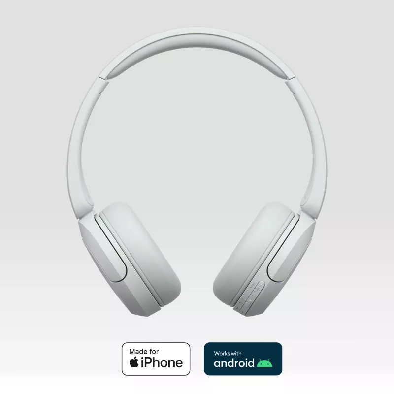 Sony WH-CH520 auriculares inalámbricos on-ear, Bluetooth 5.2, 50 h de reproducción, carga USB-C, blanco