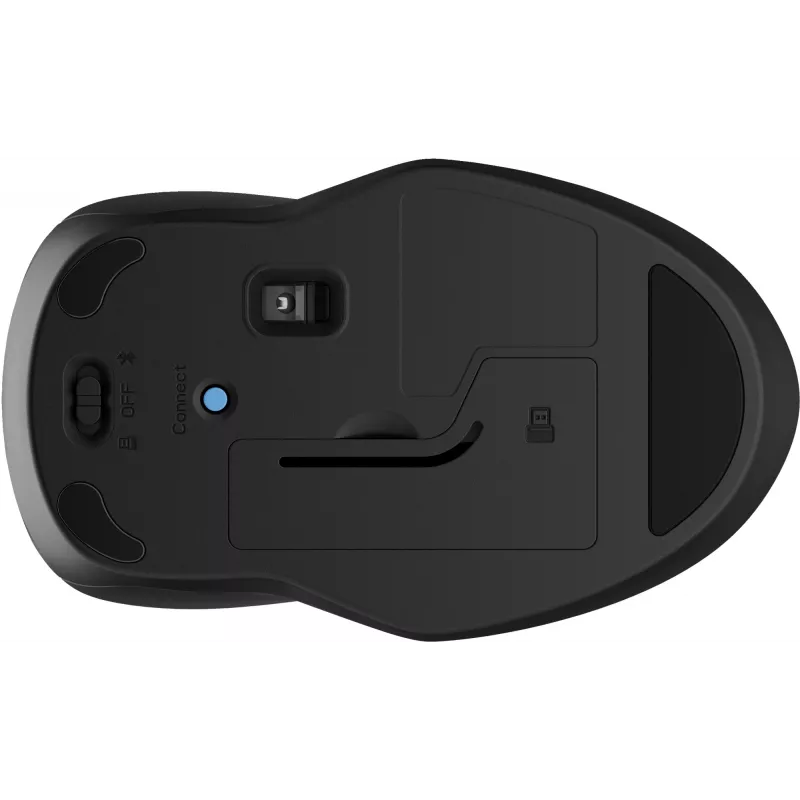 HP 250 Dual Ratón, ambidiestro, Bluetooth + USB Type-A, 1600 DPI, Negro