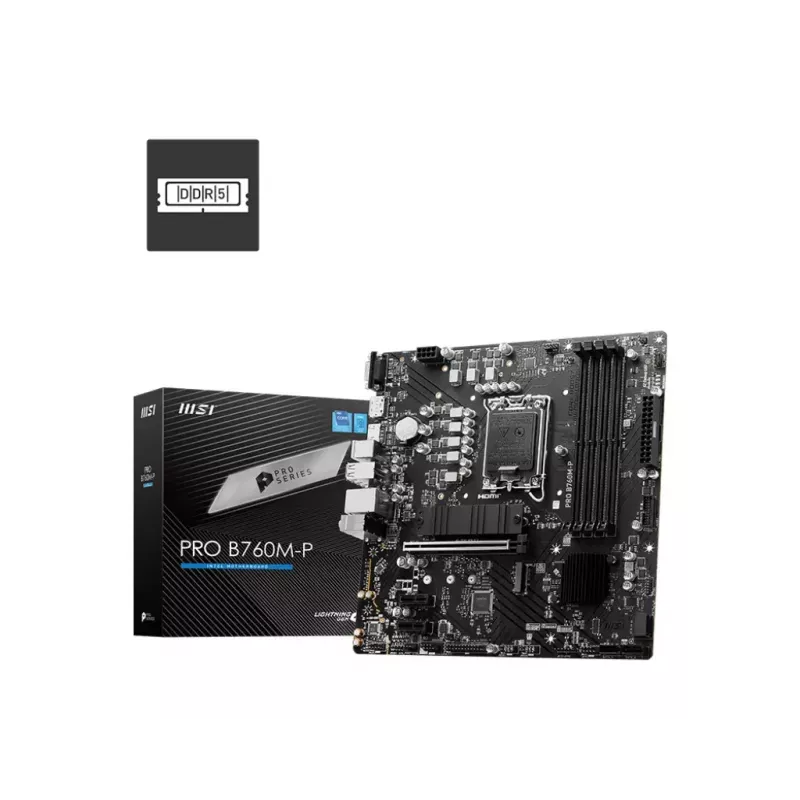 Placa base MSI PRO B760M-P micro ATX, Intel B760, LGA 1700, 4× ranuras DDR5, 192 GB, SATA III, PCIe 4.0