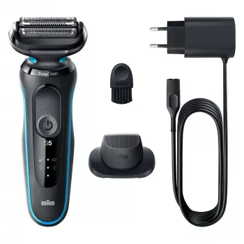 Braun Series 5 51-M1200s Afeitadora para hombre Afeitadora de láminas Recortadora Negra, Azul